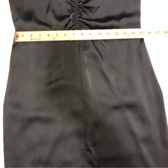 Express Satiny Slip Midi Dress Size Small Dark Green Evening Glam Cocktail - Picture 7 of 8